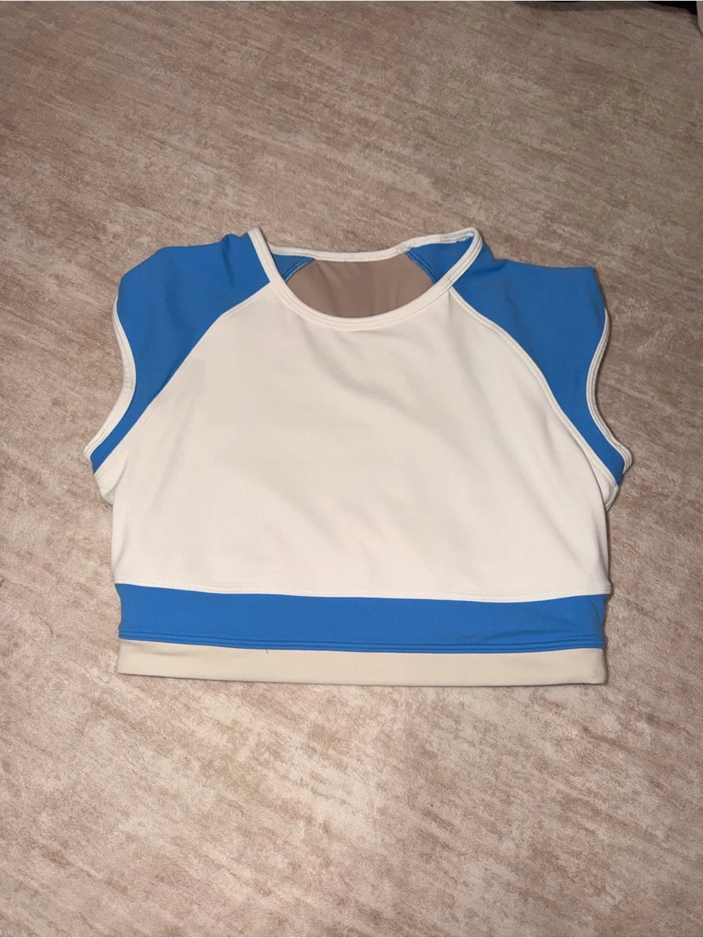 lululemon athletica White and Blue Cropped Athletic Tank